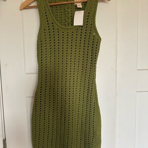 H&M Olive green sleeveless crochet dress